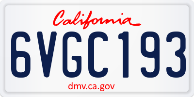 CA license plate 6VGC193