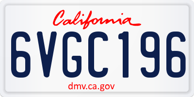 CA license plate 6VGC196