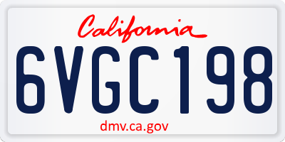 CA license plate 6VGC198