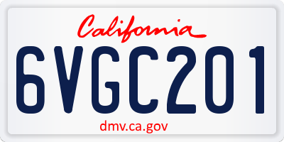 CA license plate 6VGC201