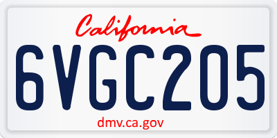 CA license plate 6VGC205