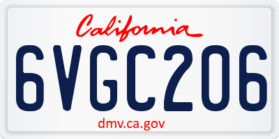 CA license plate 6VGC206