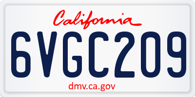 CA license plate 6VGC209