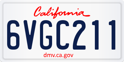CA license plate 6VGC211