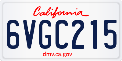 CA license plate 6VGC215