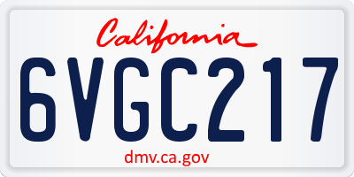 CA license plate 6VGC217