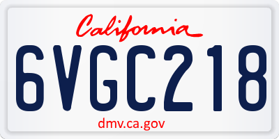 CA license plate 6VGC218