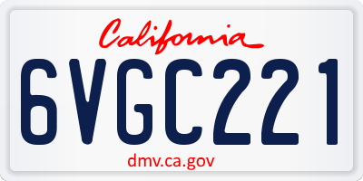 CA license plate 6VGC221