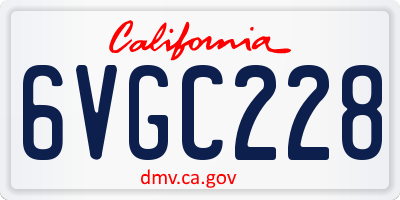 CA license plate 6VGC228