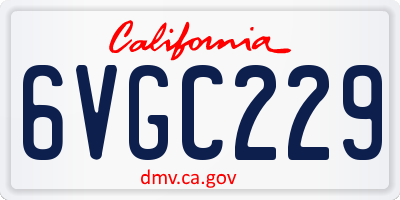 CA license plate 6VGC229