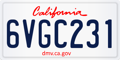 CA license plate 6VGC231