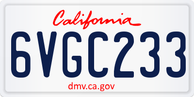 CA license plate 6VGC233