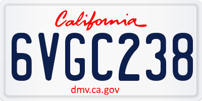 CA license plate 6VGC238