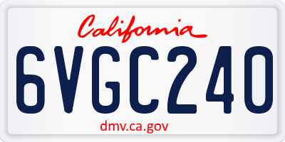 CA license plate 6VGC240