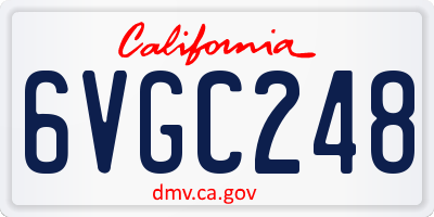 CA license plate 6VGC248