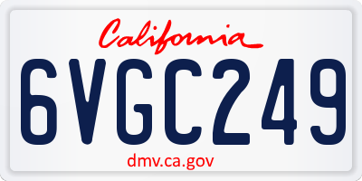 CA license plate 6VGC249
