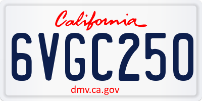 CA license plate 6VGC250