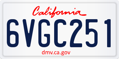 CA license plate 6VGC251