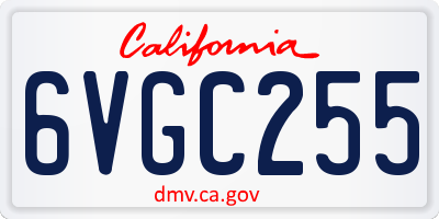 CA license plate 6VGC255