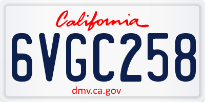 CA license plate 6VGC258
