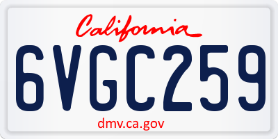 CA license plate 6VGC259
