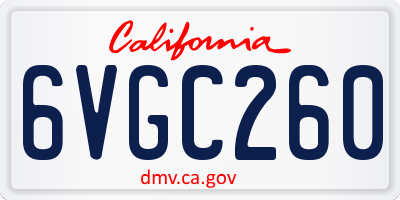 CA license plate 6VGC260