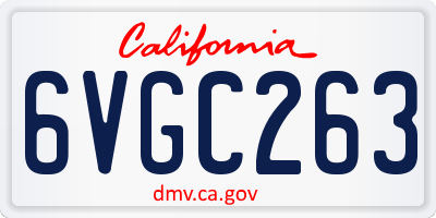 CA license plate 6VGC263