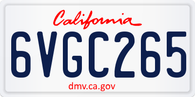 CA license plate 6VGC265