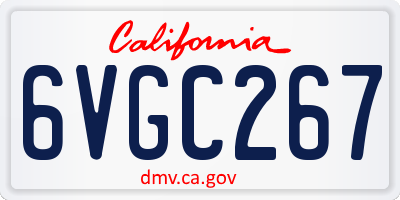 CA license plate 6VGC267