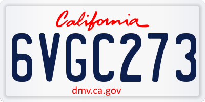 CA license plate 6VGC273