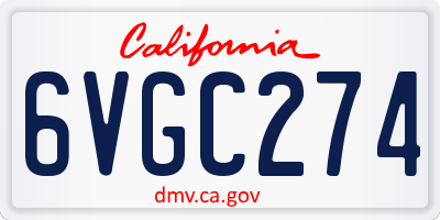 CA license plate 6VGC274