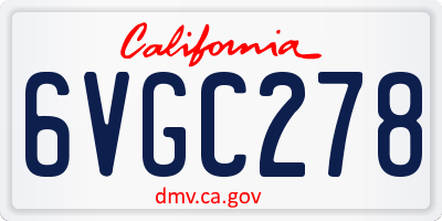CA license plate 6VGC278