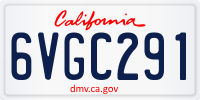 CA license plate 6VGC291