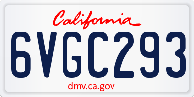 CA license plate 6VGC293