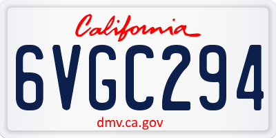 CA license plate 6VGC294