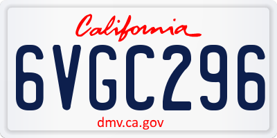 CA license plate 6VGC296