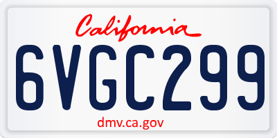 CA license plate 6VGC299