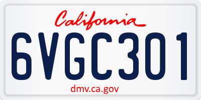 CA license plate 6VGC301