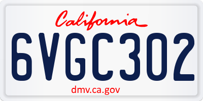 CA license plate 6VGC302