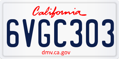 CA license plate 6VGC303
