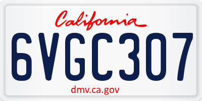 CA license plate 6VGC307