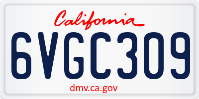 CA license plate 6VGC309