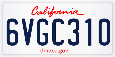 CA license plate 6VGC310