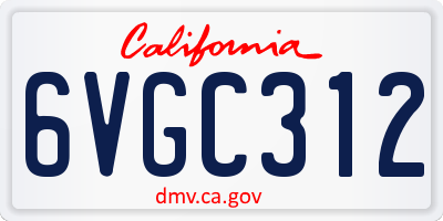 CA license plate 6VGC312