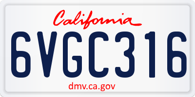 CA license plate 6VGC316