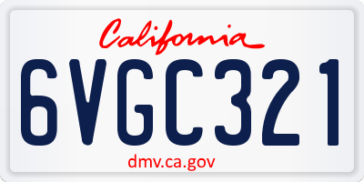 CA license plate 6VGC321