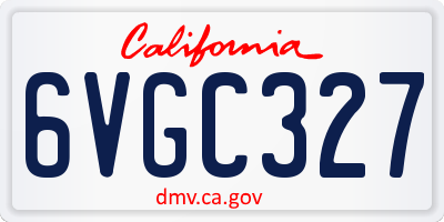 CA license plate 6VGC327