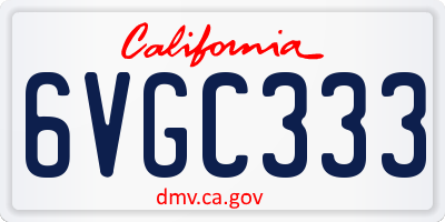 CA license plate 6VGC333