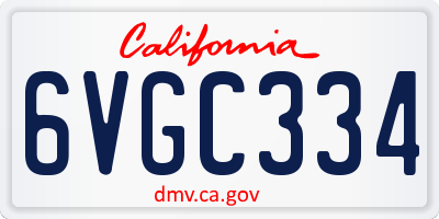 CA license plate 6VGC334