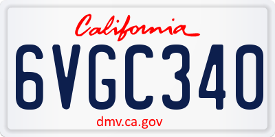 CA license plate 6VGC340
